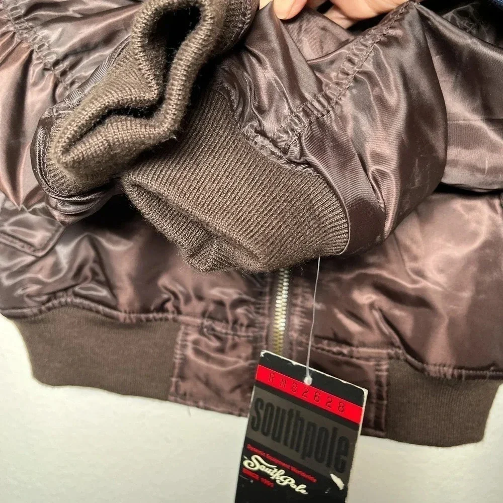 New Southpole Boys Brown Bomber Jacket Lined size S 8-10